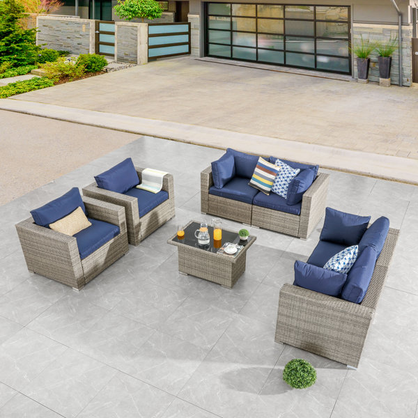 Sol 72 Outdoor™ Wragby 7 Piece Rattan Sofa Seating Group with Cushions